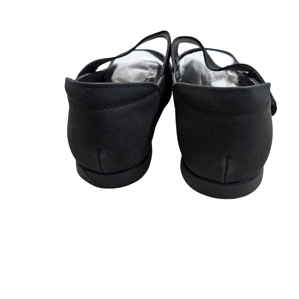 Comfortview Ezra Mary Jane Women 9.5WW Black Perforated Strap Comfort Flats - Picture 5 of 11